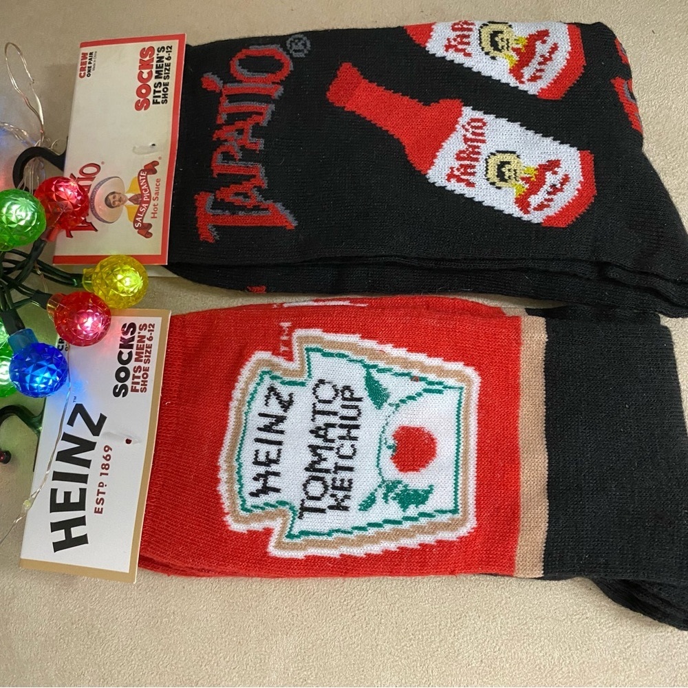 Fun Iconic Mens Dress Sox, 2 pr, Heinz & Tapato Sauce